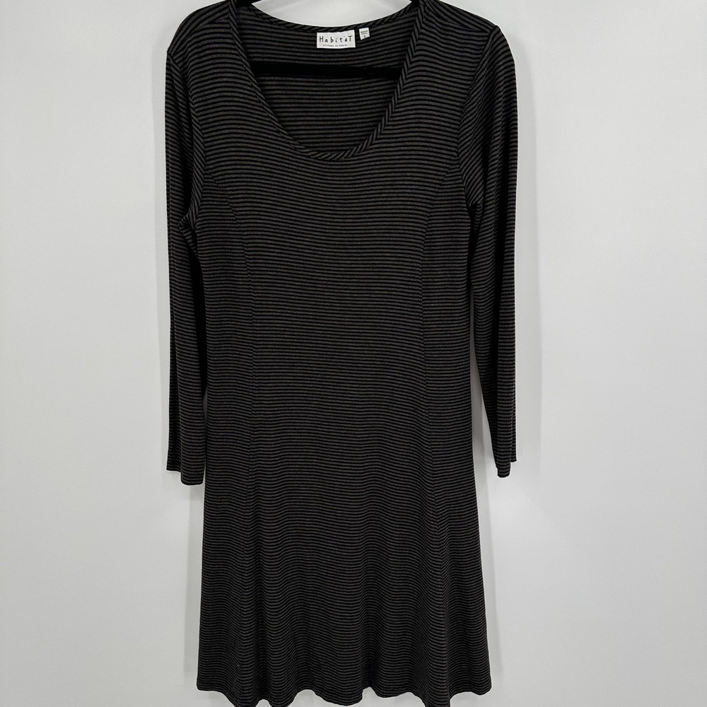 Habitat Dress Womens Small Stripe Long Sleeve Stretch Minimalist Casual 80s 90s